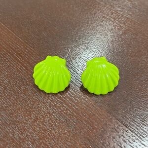 Bright Green Seashell Earrings